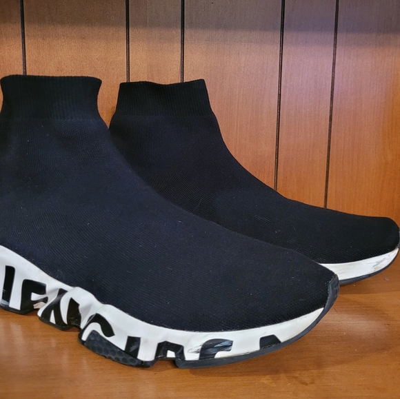 Balenciaga Other - BALENCIAGA Mens Stretch Knit Sock Speed Graffiti Flat Sneakers Shoes Men's Sz 12